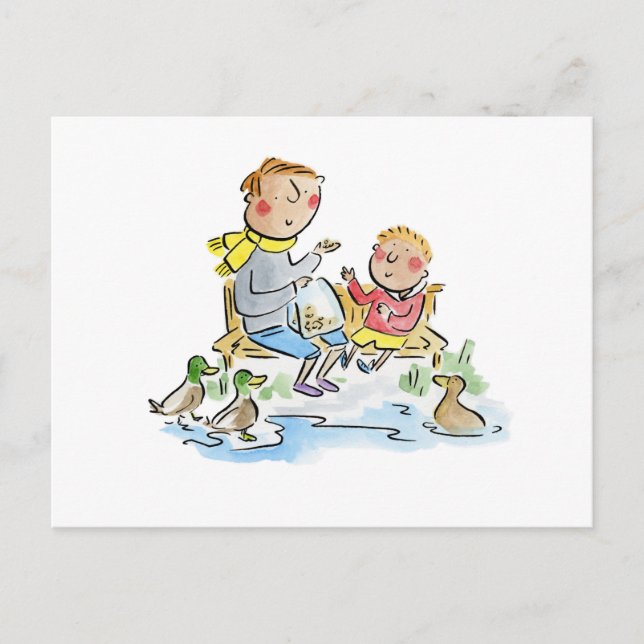 Feeding Ducks Postcard (Front)