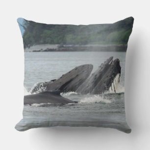 Feeding Humpback Whales Throw Pillow