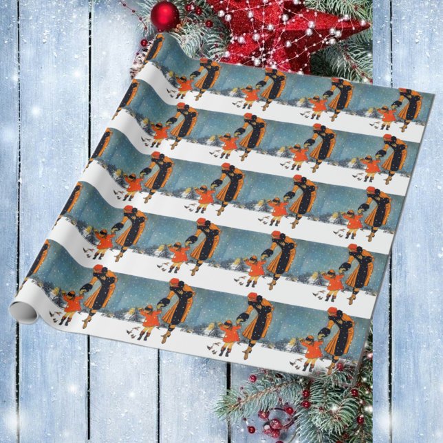 Feeding the birds on a snowy day wrapping paper (Creator Uploaded)