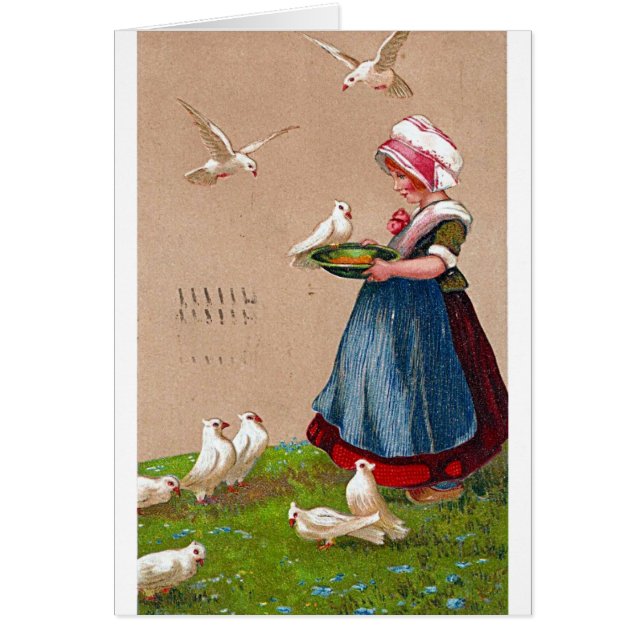 Feeding the Birds Vintage Card (Front)