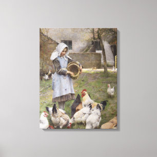 Feeding the Chickens (by Walter Frederick Osborne) Canvas Print