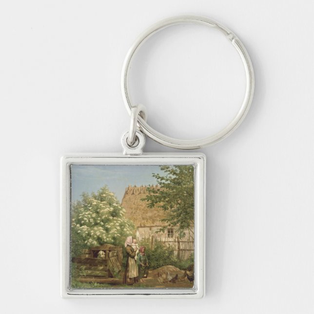 Feeding the Chickens Keychain (Front)