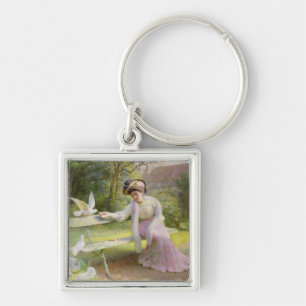 Feeding the Doves Keychain