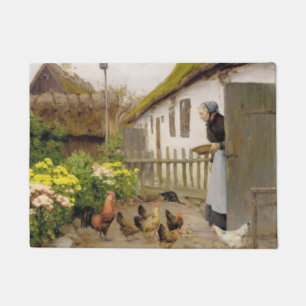 Feeding the Hens (by H.A. Brendekilde) Doormat