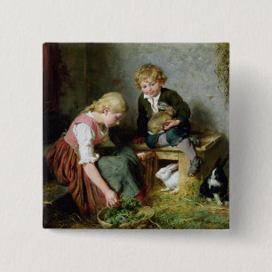 Feeding the Rabbits 2 Inch Square Button