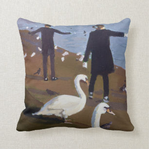 Feeding the Swans at the Round Pond Throw Pillow