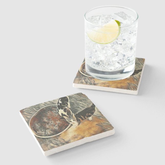 Feeding Time! Stone Coaster (Side)