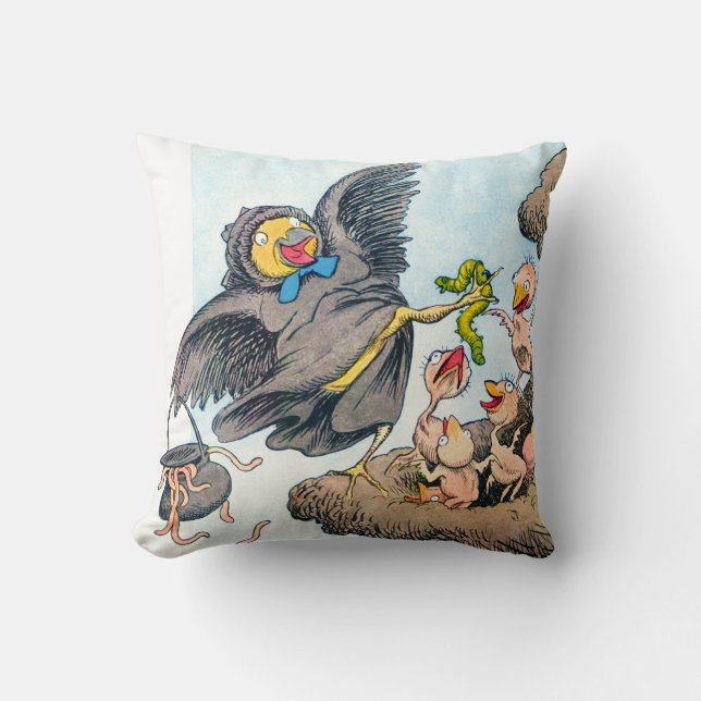 Feeding Time Throw Pillow (Front)
