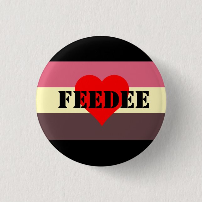 Feedist Pride Flag Pin- Feedee 1 Inch Round Button (Front)