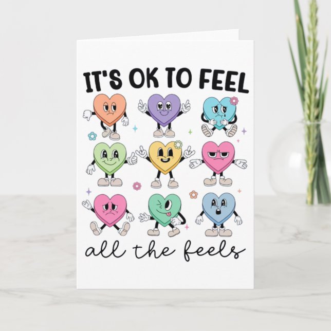 Feel All The Feels School Counselor Valentine Ment Card (Front)