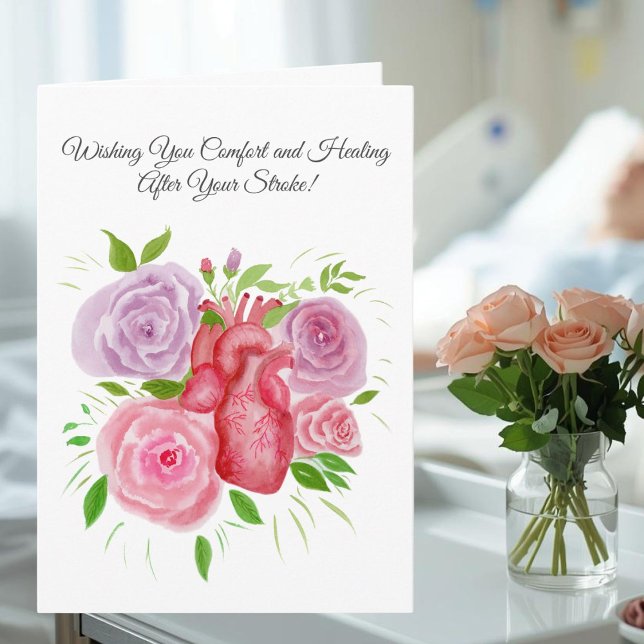 Feel Better After Stoke, Heart With Roses Card (Creator Uploaded)