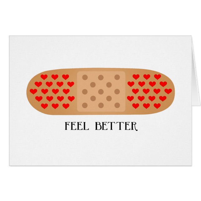 Feel Better heart bandaid customize card (Front Horizontal)