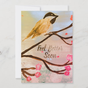 Feel Better Soon Bird on Cherry Tree Card