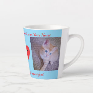 Feel Blue Warm Heart Cat Photo Latte Mug
