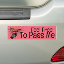 feel free to pass me, comic horse bumper sticker