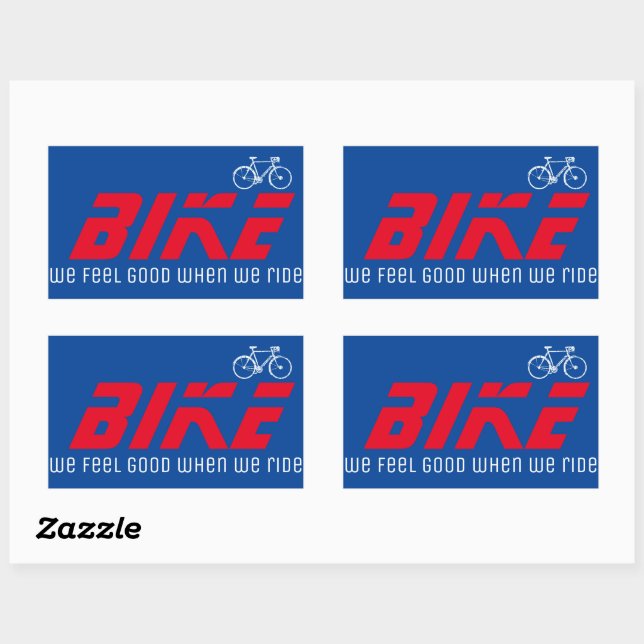 Feel good when we ride / bike / biking red/blue sticker (Sheet)