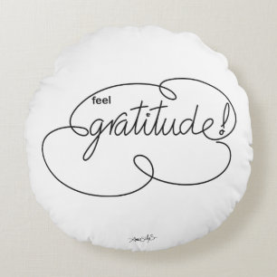 feel GRATITUDE - Bold CloudS Round Pillow
