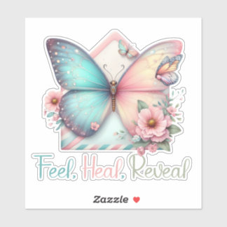 Feel Heal Reveal Mental Health Floral Butterfly 