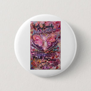 Feel My Beauty Pink Cancer Angel 2 Inch Round Button