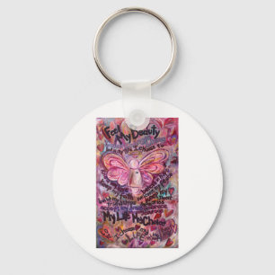 Feel My Beauty Pink Cancer Angel Keychain