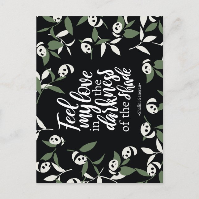 Feel my love in the darkness of the shade Black Postcard (Front)