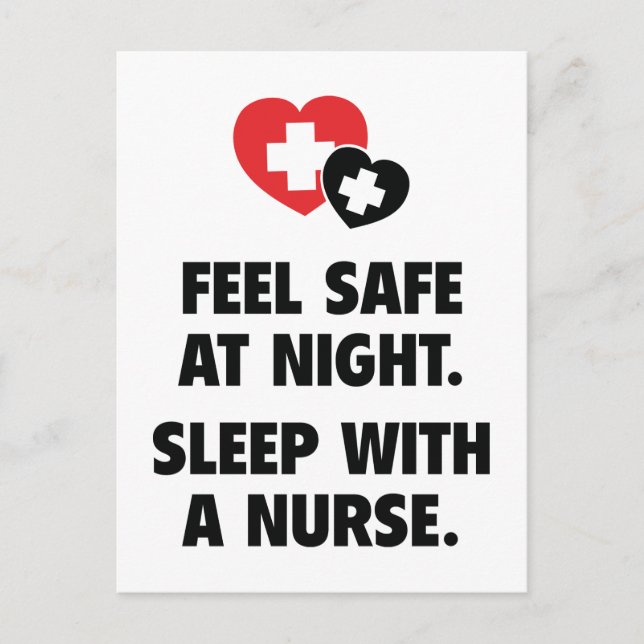 Feel Safe At Night. Sleep With A Nurse. Postcard (Front)