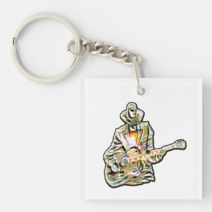 Feel the Blues – Artistic Guitar Design Keychain