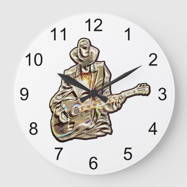 Feel the Blues – Artistic Guitar Design Large Clock (Front)