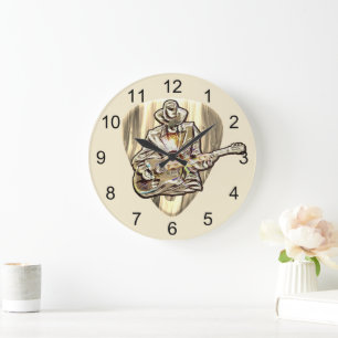 Feel the Blues – Artistic Guitar Design Large Clock
