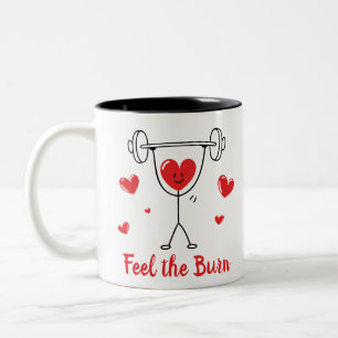 Feel the Burn Heart Workout Funny Gym Mug