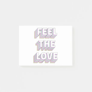 Feel the love layered typography retro word post-it notes