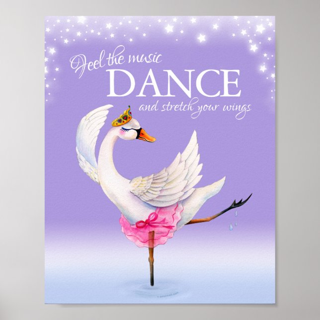 Feel the music dance ballet swan nursery art poster (Front)