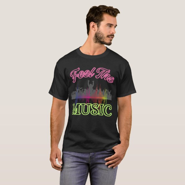 Feel the Music – Vibrant Party Crowd T-Shirt (Front Full)