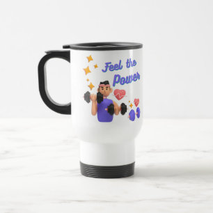 Feel the power, boy on the gym travel mug