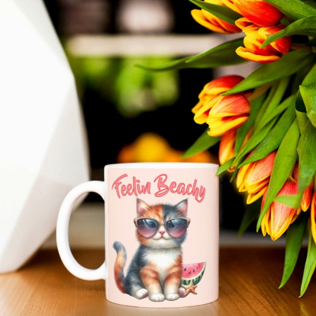 Feelin Beachy Cute Cat  Coffee Mug (Creator Uploaded)
