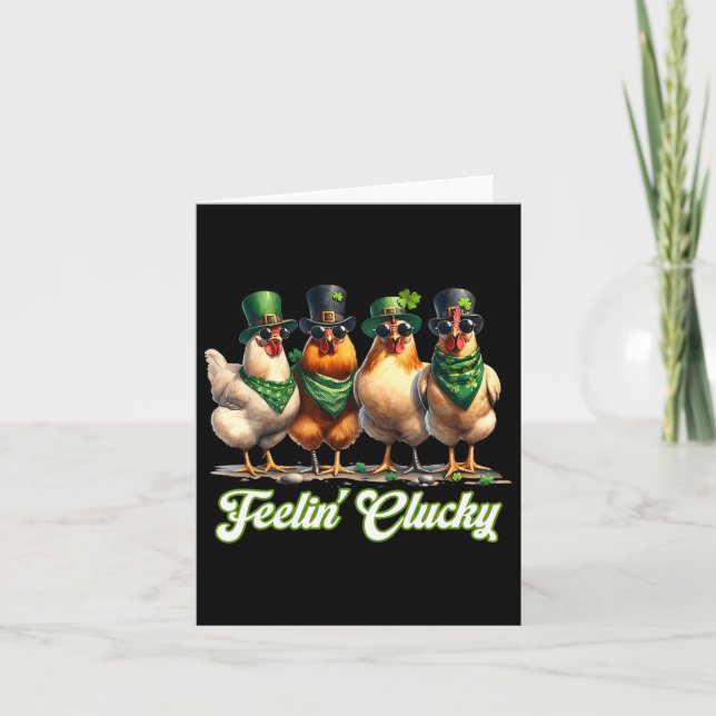 Feelin' Clucky Chickens Lover St Patrick’s Day Wom Card (Front)