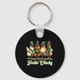Feelin' Clucky Chickens Lover St Patrick’s Day Wom Keychain