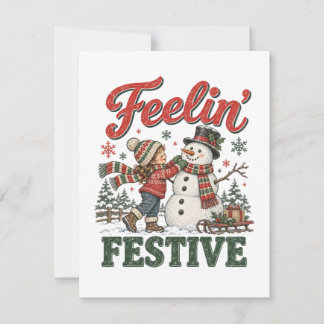 Feelin’ Festive Christmas Snowman Kids Thank You Card