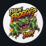 Feelin' Froggy?  Leap! Angry frog clock<br><div class="desc">A bold and funny design featuring a wild,  fiery frog ready to jump! Perfect for people who love humor,  attitude,  and unique graphic design</div>