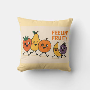 Feelin’ Fruity – Cute Walking Fruits Illustration Throw Pillow