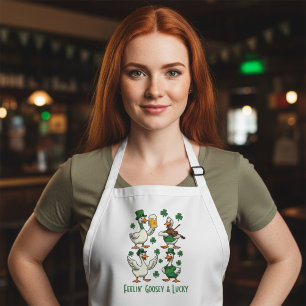 Feelin’ Goosey & Lucky Funny St. Patrick’s Day  Long Apron