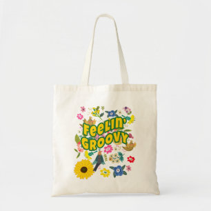 Feelin' Groovy Hippie Retro Boho Floral Tote Bag