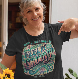 Feelin Groovy Personalized Retro 70s Vintage Plus Size T-Shirt