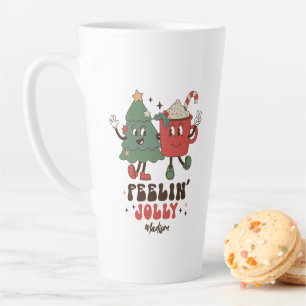 Feelin' Jolly Christmas Holidays Funny Retro Name Latte Mug