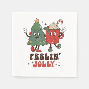 Feelin' Jolly Christmas Hot Cacoa Groovy Christmas Napkin