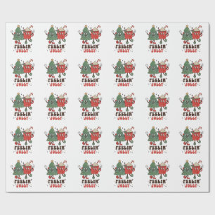 Feelin' Jolly Christmas Hot Cacoa Groovy Christmas Wrapping Paper