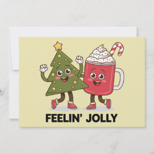 Feelin Jolly Christmas Tree Coffee Lover Winter Holiday Card
