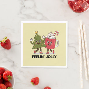Feelin Jolly Christmas Tree Coffee Lover Winter Napkin