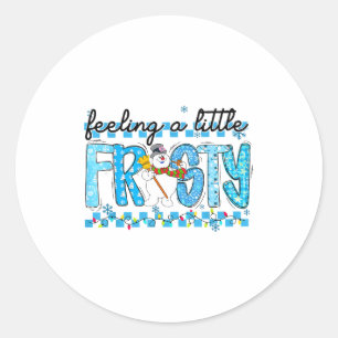 Feelin' Little Frostys Snowman Retro Christmas Lig Classic Round Sticker