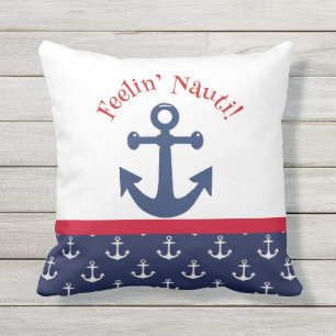 Feelin Nauti Summer Anchor Design Outdoor Pillow